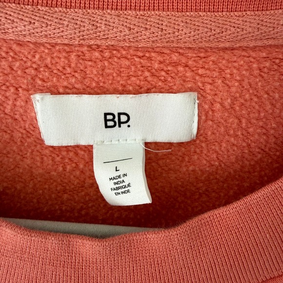 BP Crewneck Sweatshirt Coral Orange Organic Cotton Blend Size L - Picture 2 of 6
